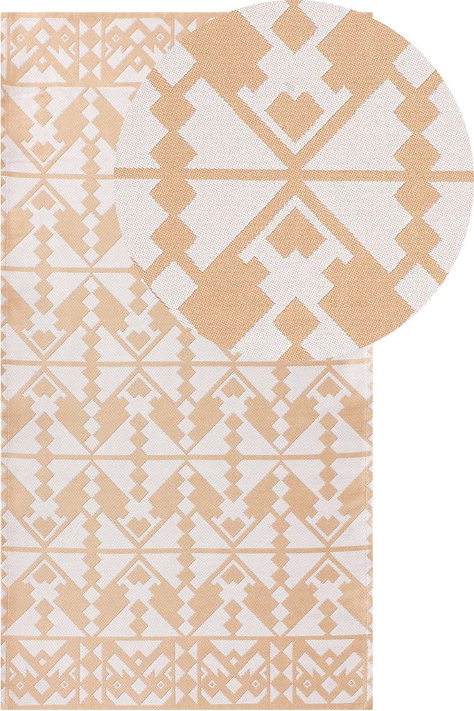BELIANI Outdoorteppich Beige 80 x 150 cm Rechteckig Geometrisches Muster Modern Indoor Outdoor Terrasse Balkon Garten
