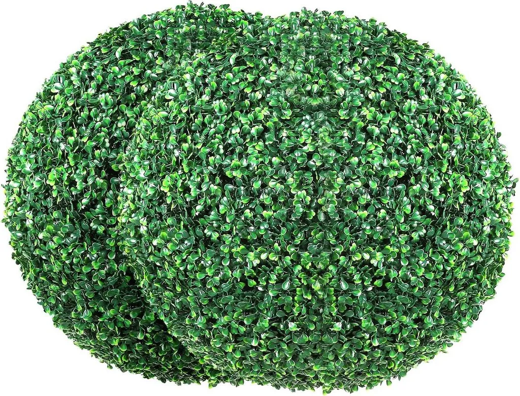 Topiaires Artificielles en Buis 50cm, Lot de 2 Boules Vertes Décoratives
