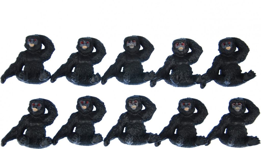 10x Gorilla Aufstellfigur Miniblings Gummitier Affe Afrikanisches Gorilla Schwarz