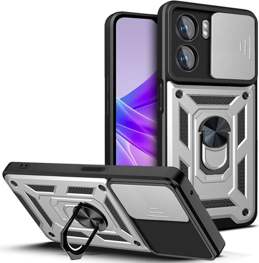 OPPO A57 / A77 Hülle - Coverup Armor Ring Ständer Back Cover mit Kamera Schutz - Grau