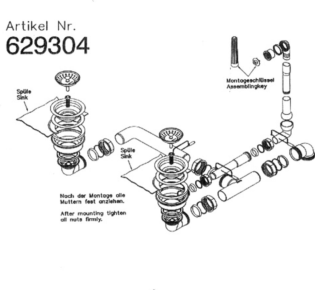 Ab- und Überlaufgarnitur MANUELL für Schock Spülen Lithos D-150, Lithos D-200, Lotus D-150, City D-150, u.a. / handbetätigt