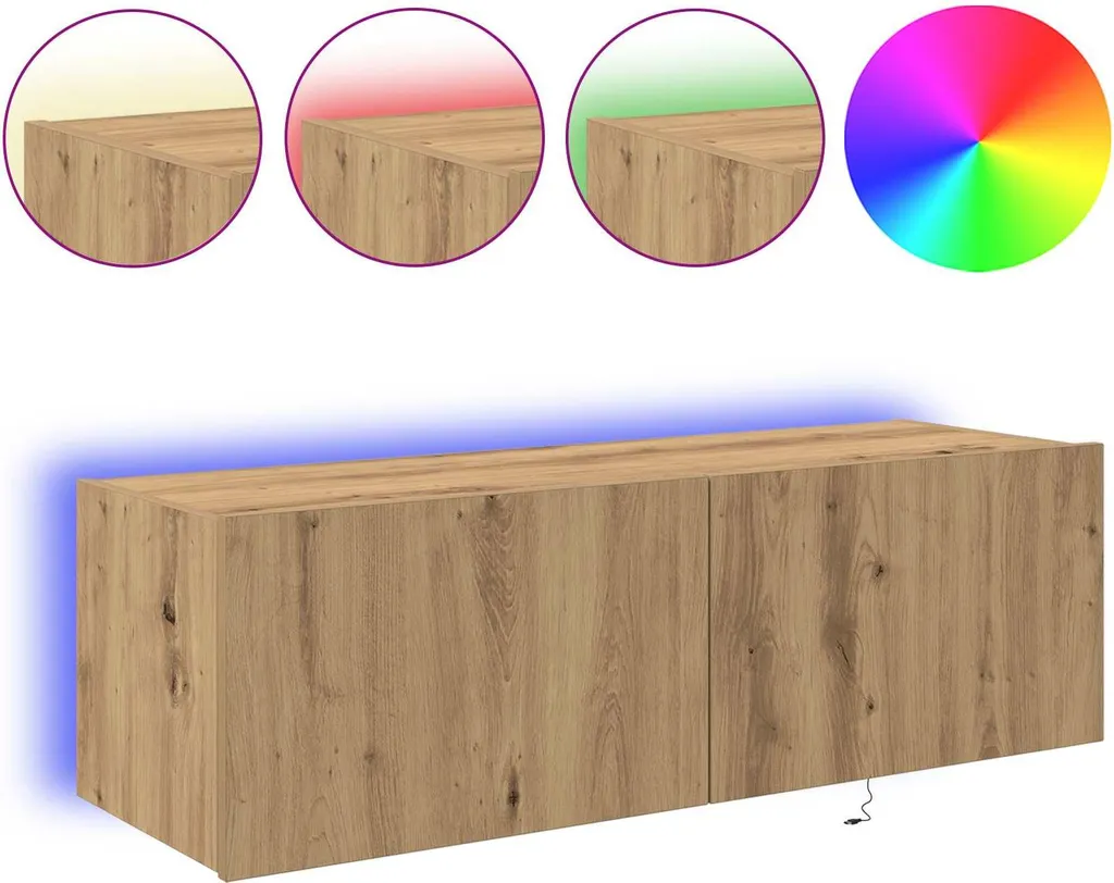 Meuble TV mural LED : fini les câbles visibles avec ce buffet chêne 100cm