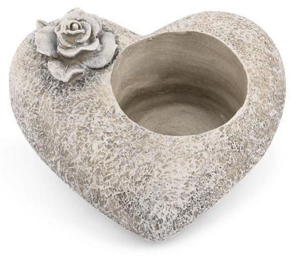 Novaliv Grabschmuck I Herz Rose I Grau I Grabdeko Herz Produktbild 