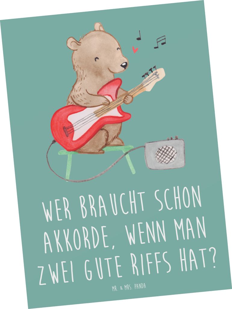 Mr. & Mrs. Panda Postkarte E-Gitarre Zwei Riffs - Meeresbrise - Geschenk, Postkarten, Instrument, Grußkarte, Akkorde, bildkarte, elektrische Gitar...