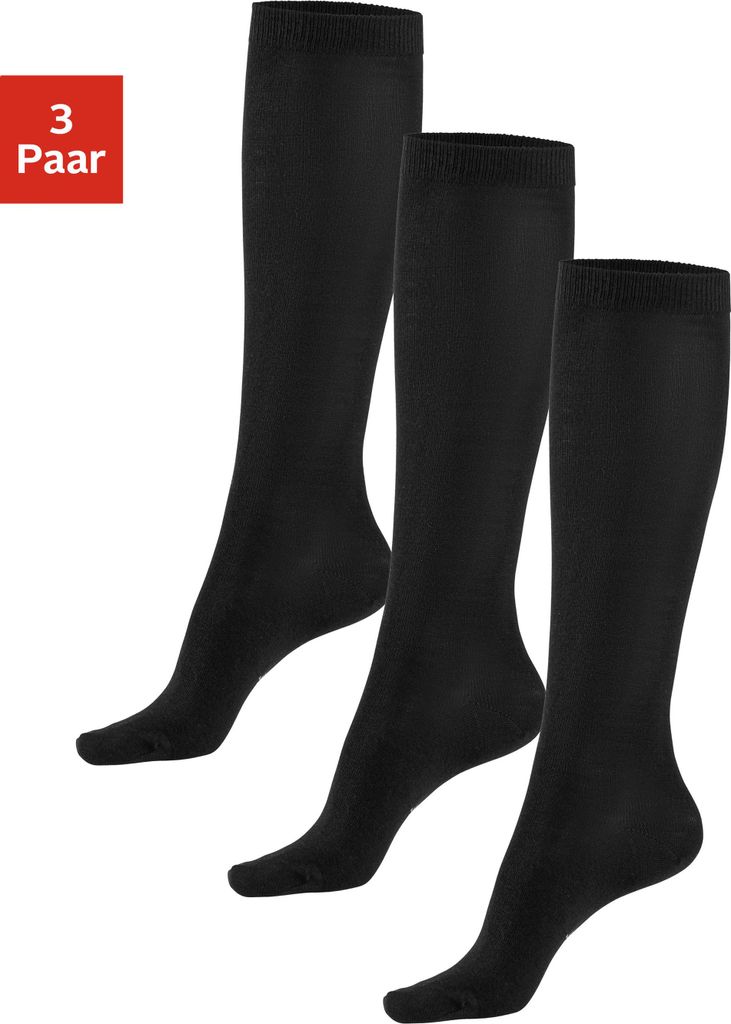 Bench Kniestrümpfe 3 -teilig 3x schwarz Größe 35/38 Sockengröße