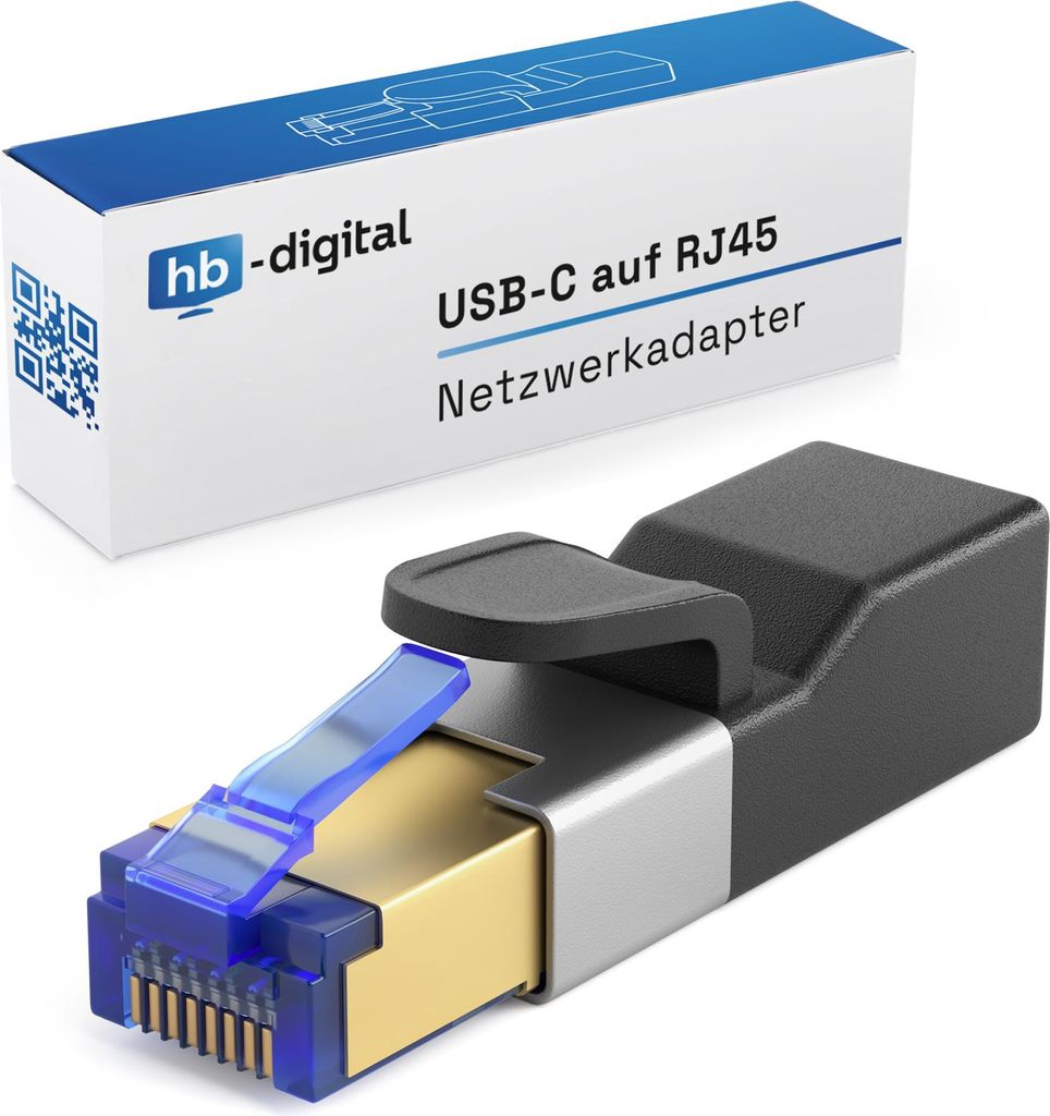 hb-digital USB C Netzwerkadapter RJ45 Stecker Buchse 1Gbps USB 3.0