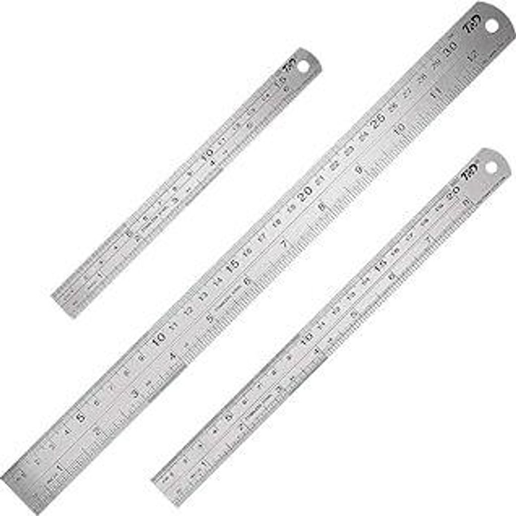 SUI-lim 3 Stücke Metall Lineal, Präzisions Doppelseitenskala Kante Stahllineal, Edelstahl Lineal für Engineering, Lehre und Büro 15cm/20cm/30cm