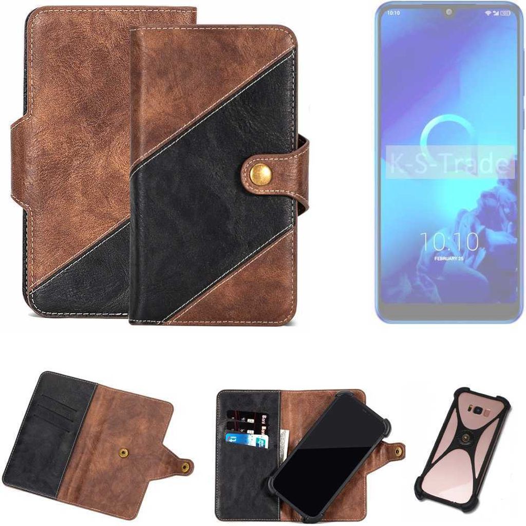 K-S-Trade Handyhülle Schutzhülle Bookstyle Case kompatibel mit Alcatel 3 (2019) Klapphülle Cover Hülle Schutztasche 1x