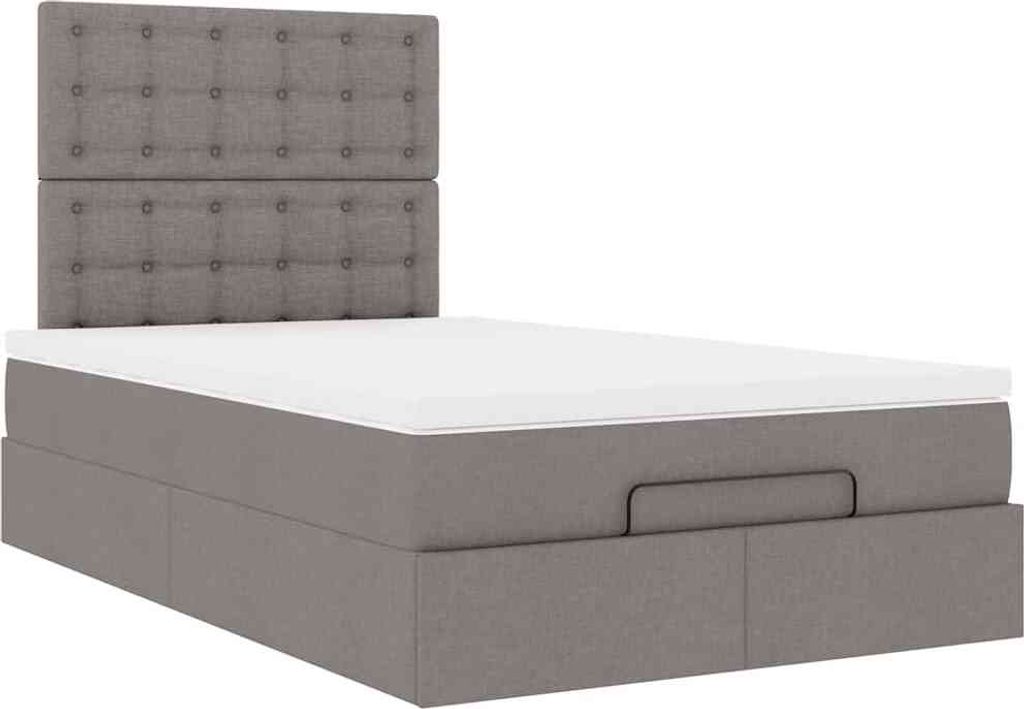 Ottoman-Bett mit Matratze Taupe 120x200 cm Stoff
