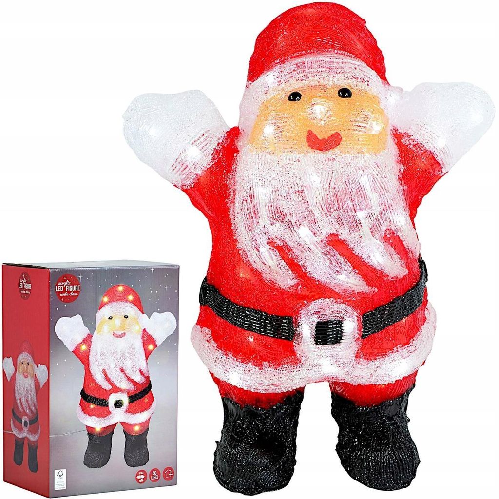 LED Weihnachtsmann 42 cm mit 50 LEDs – Weihnachtsfigur Deko Produktbild 