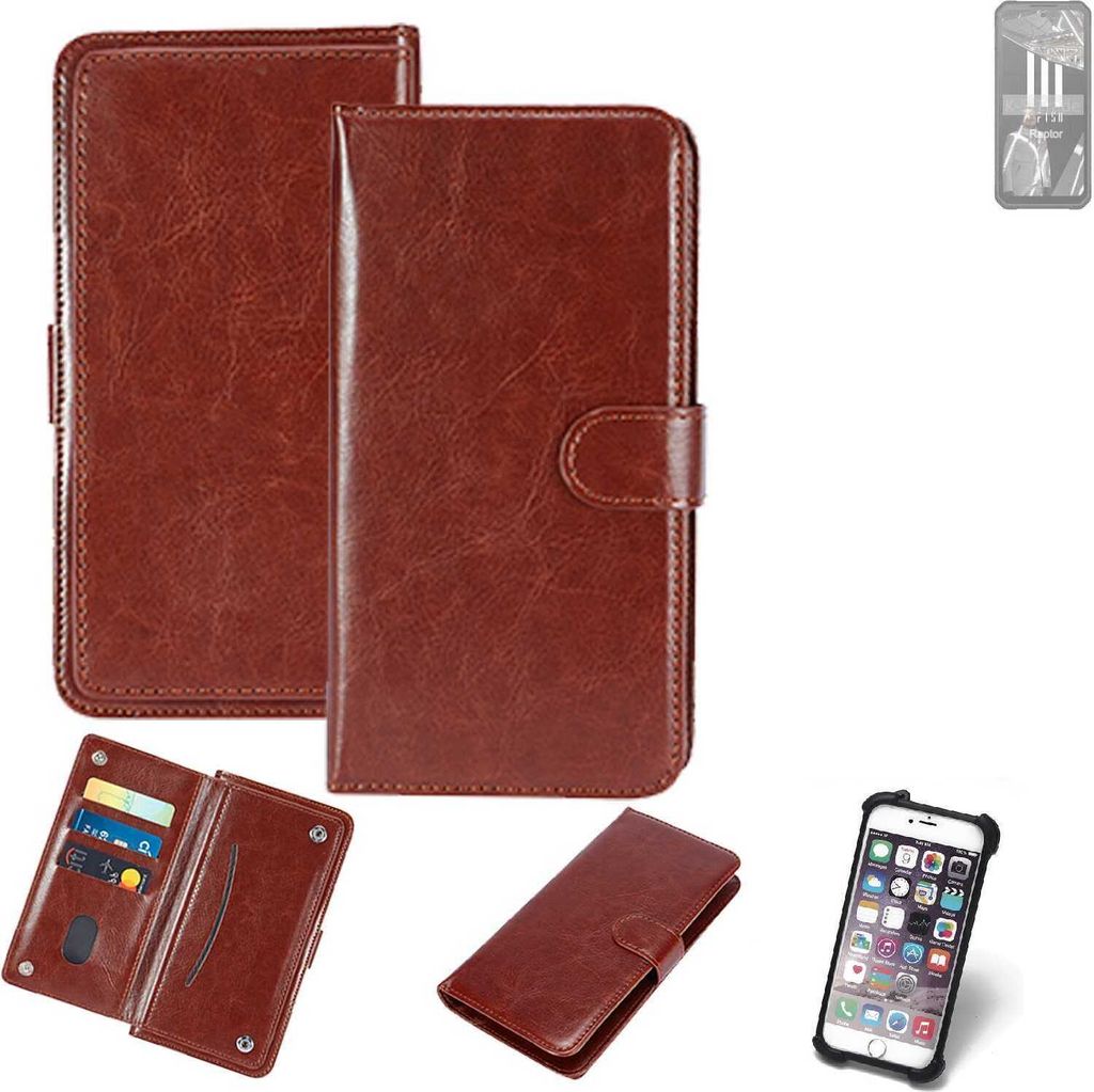 K-S-Trade 360° Hülle kompatibel mit iiiF150 Raptor braun Kunstleder Case BookCase WalletCase Kunstlederederhülle Handyhülle, Rundumschutz Bumper