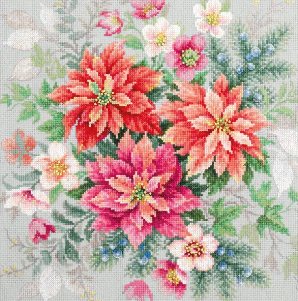 Kit point de croix Magic Needle Magie florale Étoile de Noël 30x30cm
