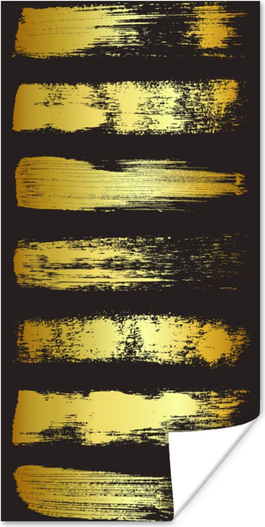 MuchoWow Poster Goldene Streifen auf schwarzem Hintergrund 40x80 cm - Dekoration