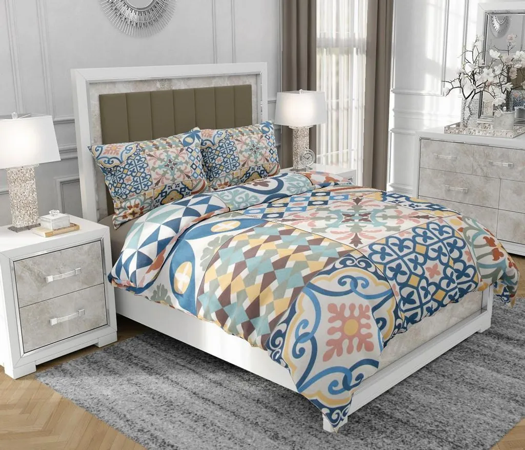 Copripiumino Matrimoniale Buymax 200x220 Cm 100% Cotone, Set 3 Pezzi Con 2 Federe 80x80, Chiusura Lampo E Certificato OEKO-TEX