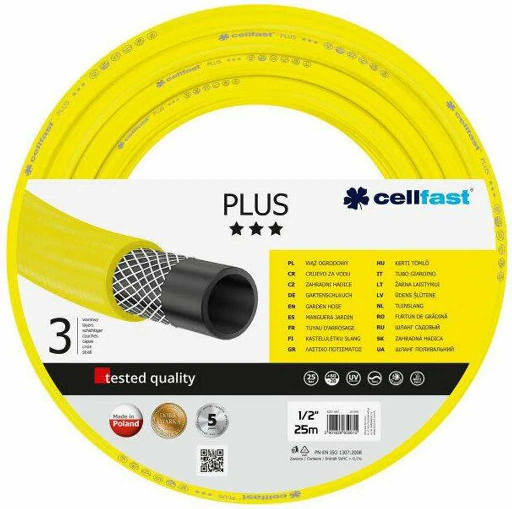 Cellfast Plus Tuyau d'arrosage 18M 5/4" - Anti-torsion et durable