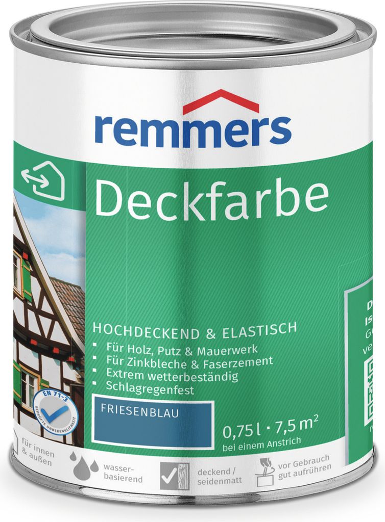 Remmers Deckfarbe friesenblau 0,75 l, Holzlack Produktbild 