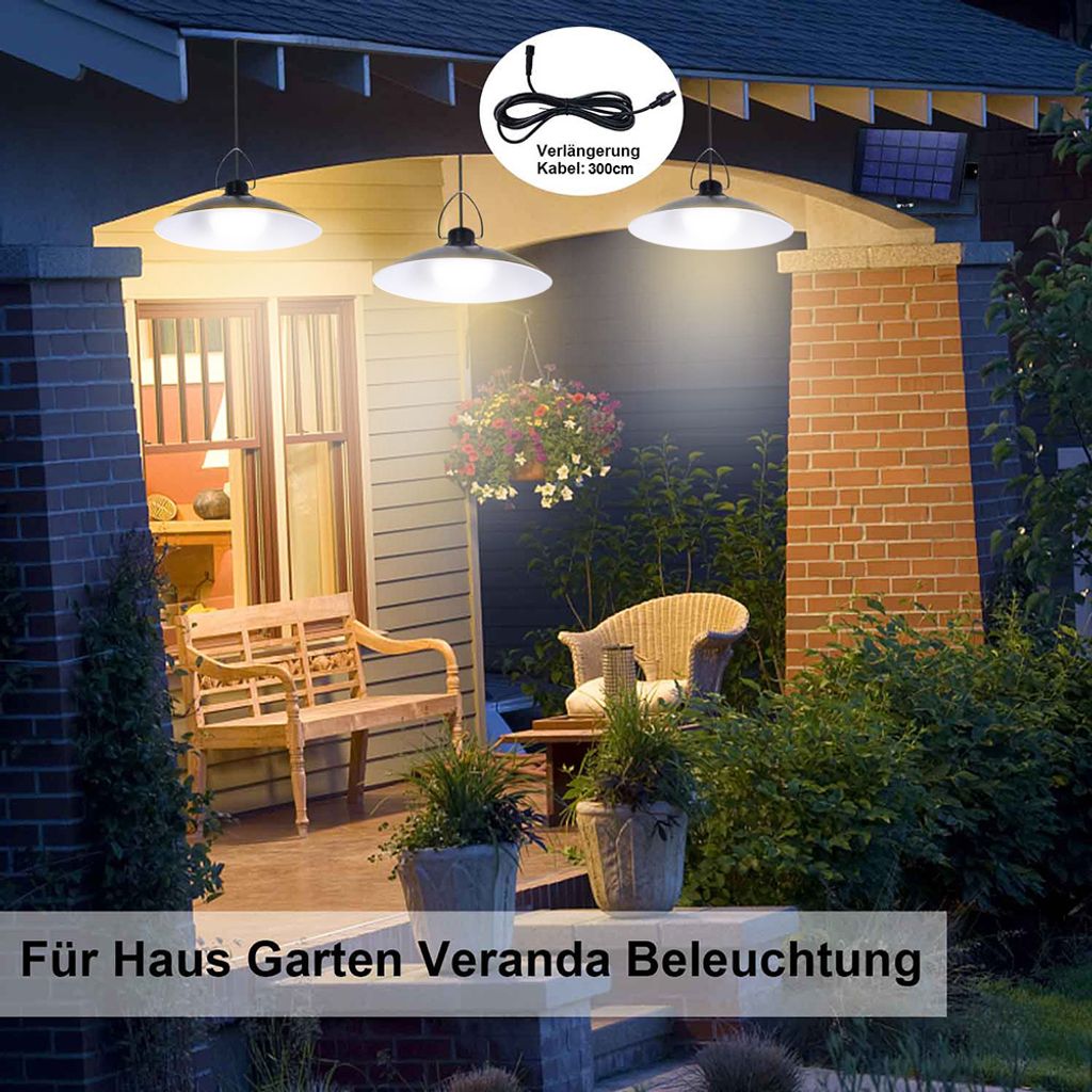 30LED Solarbetriebene Pendelleuchte Industrie Mit Fernbedienung Hängelampe 167412349975