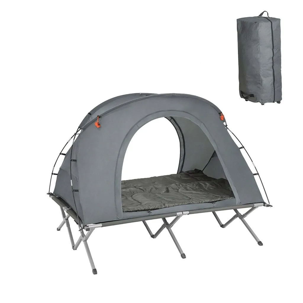 Ensemble de camping 4-en-1 Rootz avec lit et tente en nylon - 194x157cm