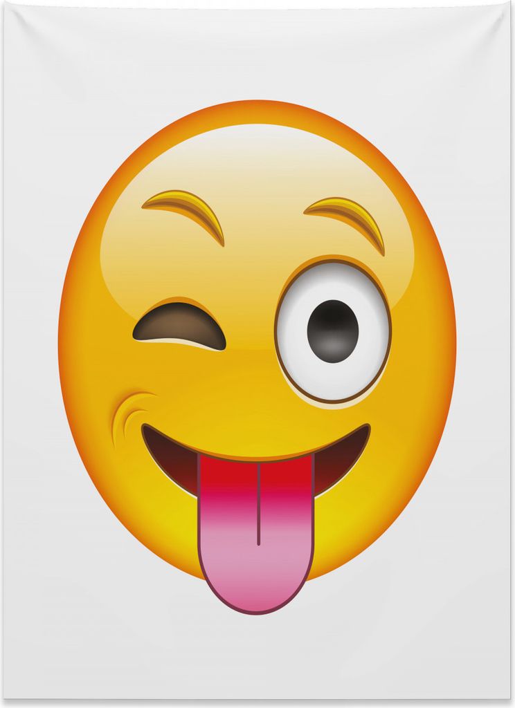 Abakuhaus emoji Wandteppich, Cartoon Romantischer Smiley aus Weiches Mikrofaser Stoff Kein Verblassen Klare Farben Waschbar, 110 x 150 cm, Gelb