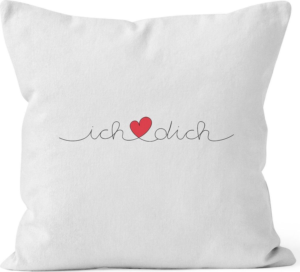 Kissen-Bezug Ich Liebe Dich Valentinstag Geschenk Schriftzug Kissen-Hülle Deko-Kissen Baumwolle MoonWorks weiß unisize
