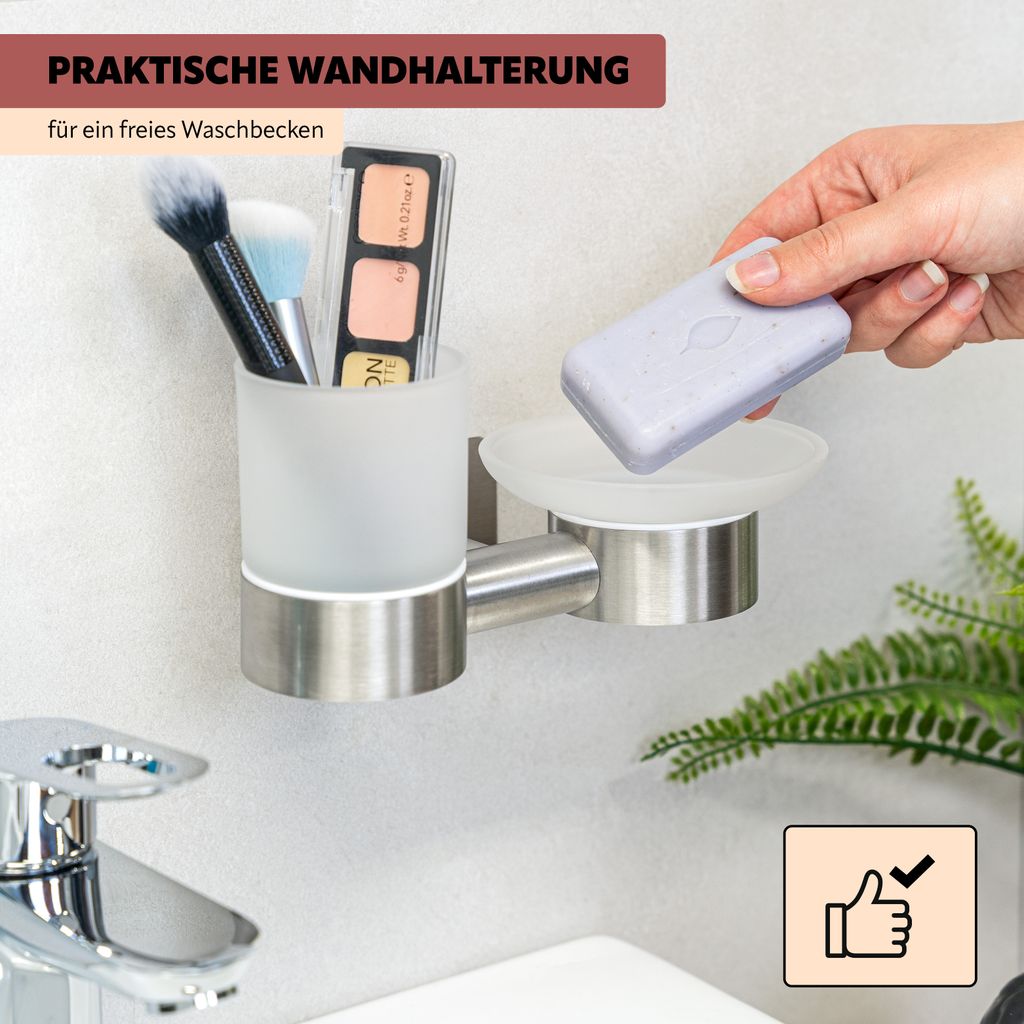 PORTA SPAZZOLINO CERAMICA E ACCIAIO