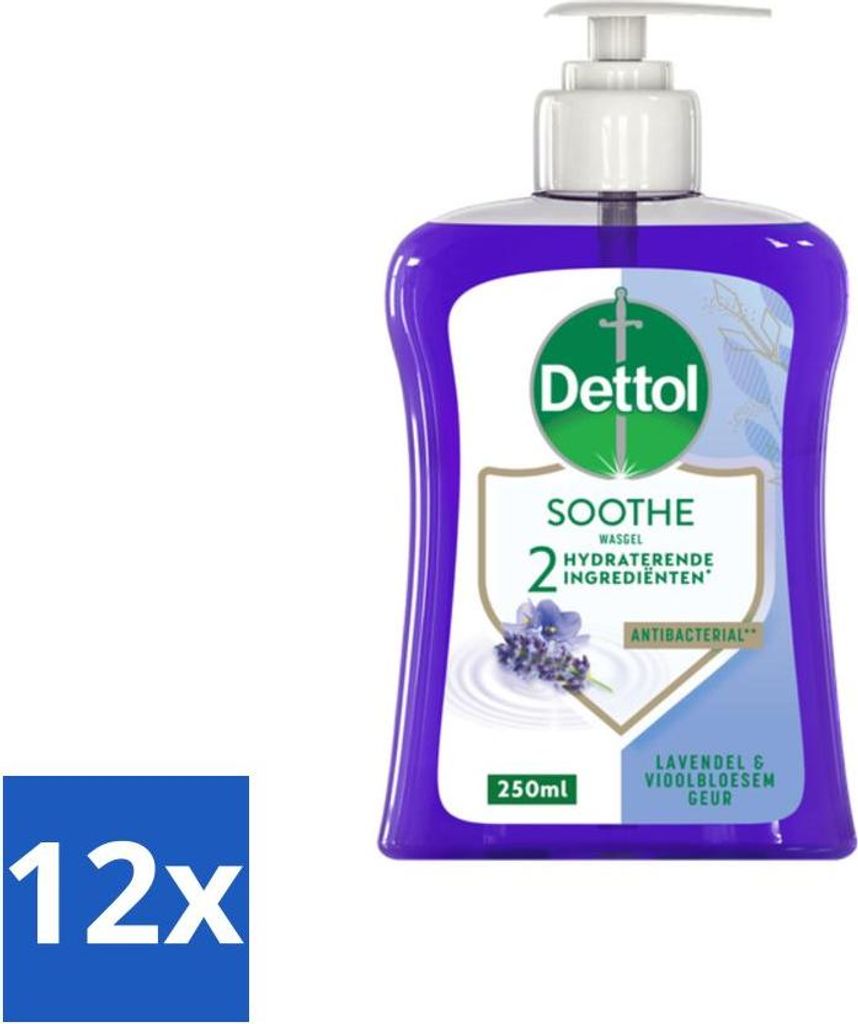 Dettol Handseife - Soothe - Lavendel & Veilchenblüte - 250 ml - Vorteilspack - 12 Stücke