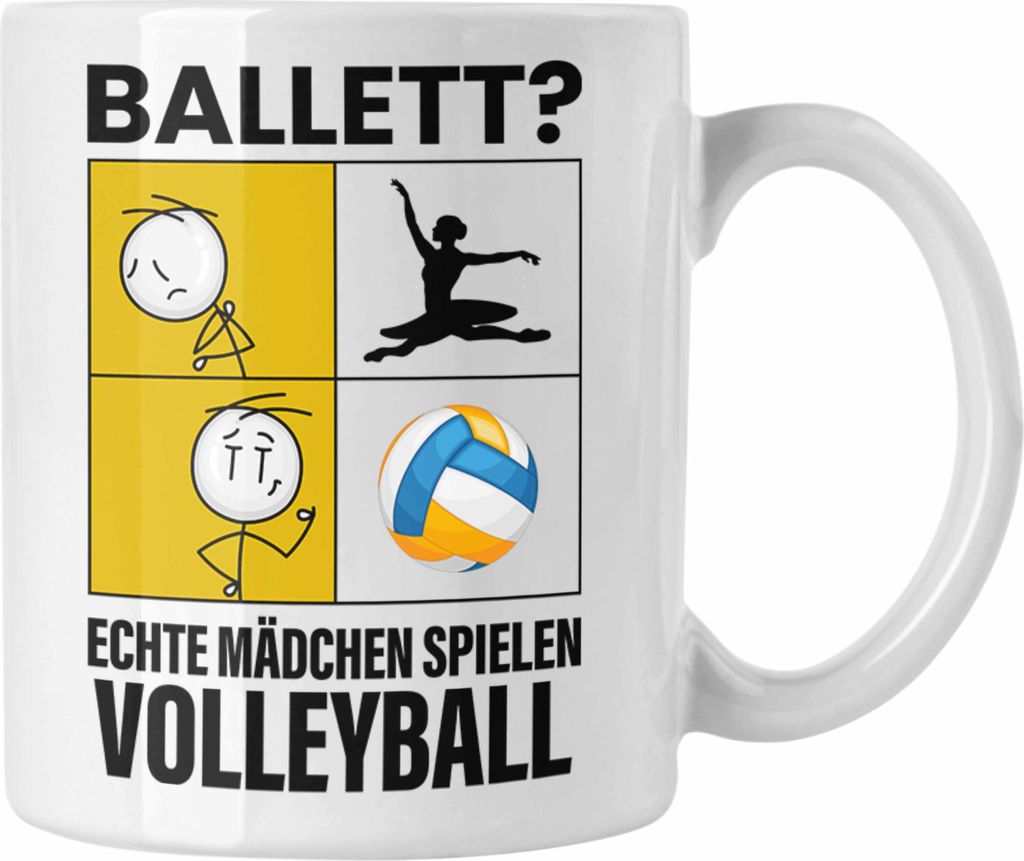 Trendation - Volleyball Mädchen Tasse Sport Geschenk Frauen Echte Mädchen Spielen Volleyball-Spielerin (Weiß)