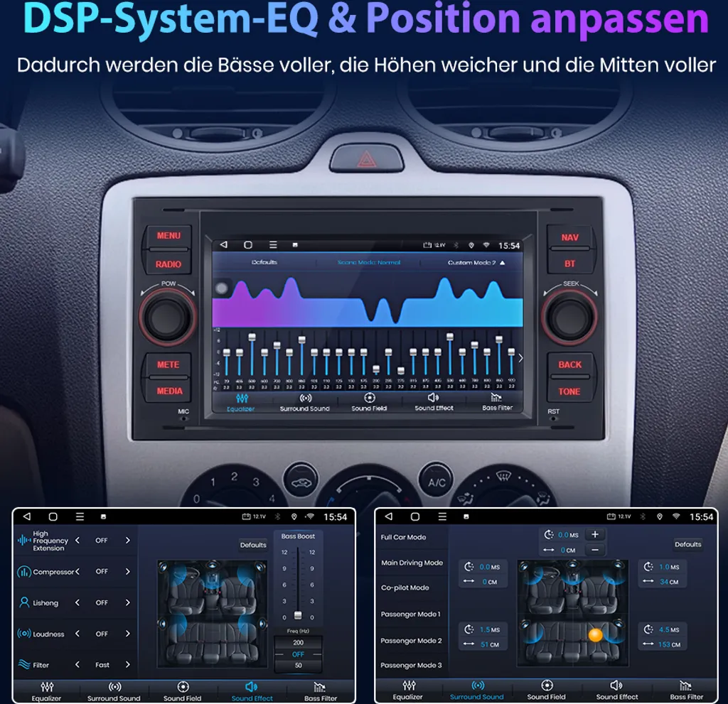 Autoradio GPS Ford Focus Mondeo Android 2DIN WiFi Bluetooth 4Core NAVI - 9