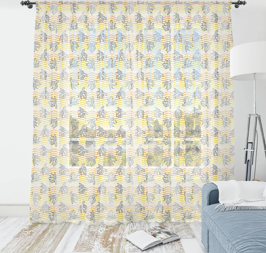 Arazzo Estivo ABAKUHAUS 274x274 - Motivo Banane Grigio Antracite