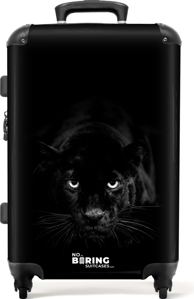 NoBoringSuitcases.com - Großer Koffer Panther - Schwarzer Reisekoffer mit 4 Rädern - Trolley auf Rädern 72 Liter - Rollkoffer groß leicht - Ger...
