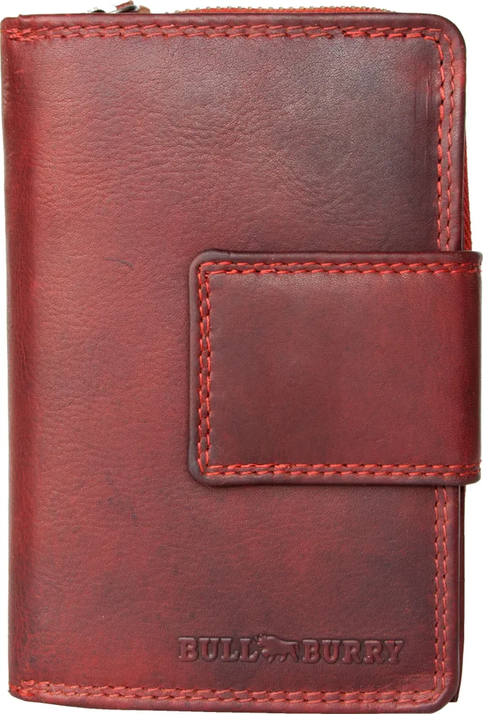Portefeuille RFID spacieux en cuir rouge foncé pour voyager en sécurité