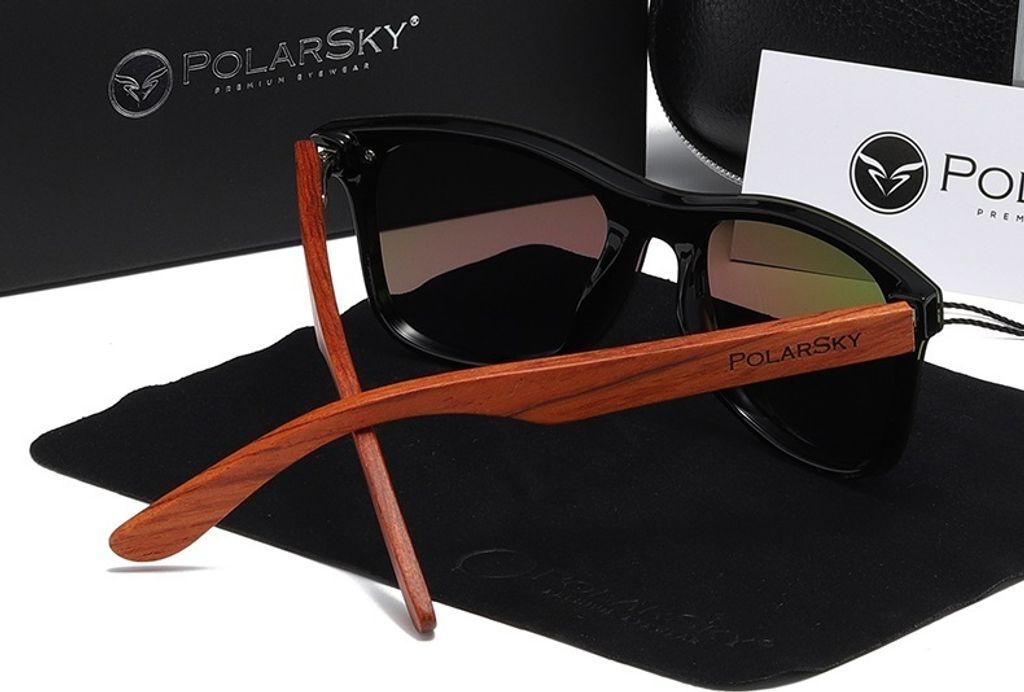 SONNENBRILLE MIT POLARISIERTEM UV400-HOLZ POLARSKY mit Satz Produktbild 3