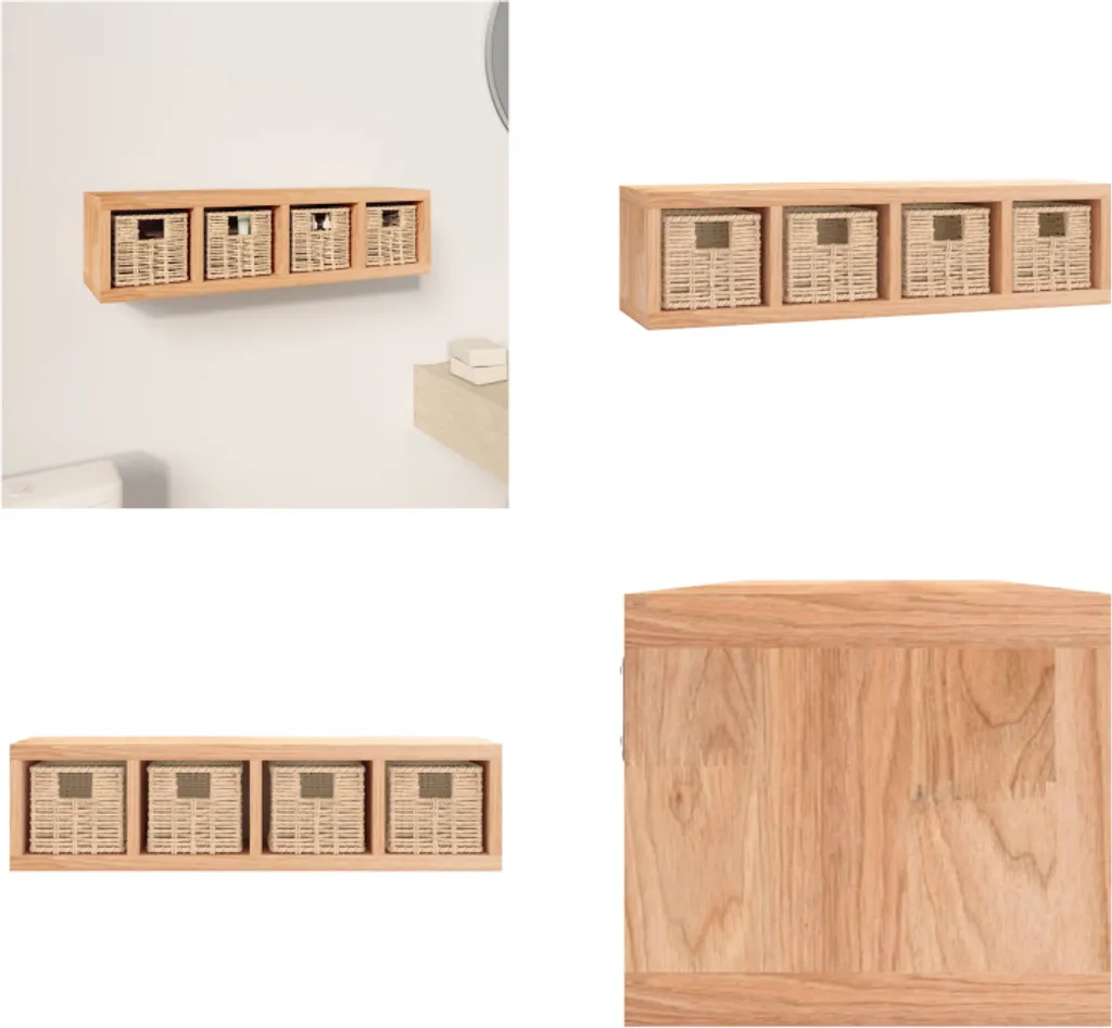 Scaffale Galleggiante vidaXL Noce Massello 62cm - Mensola con Cestini