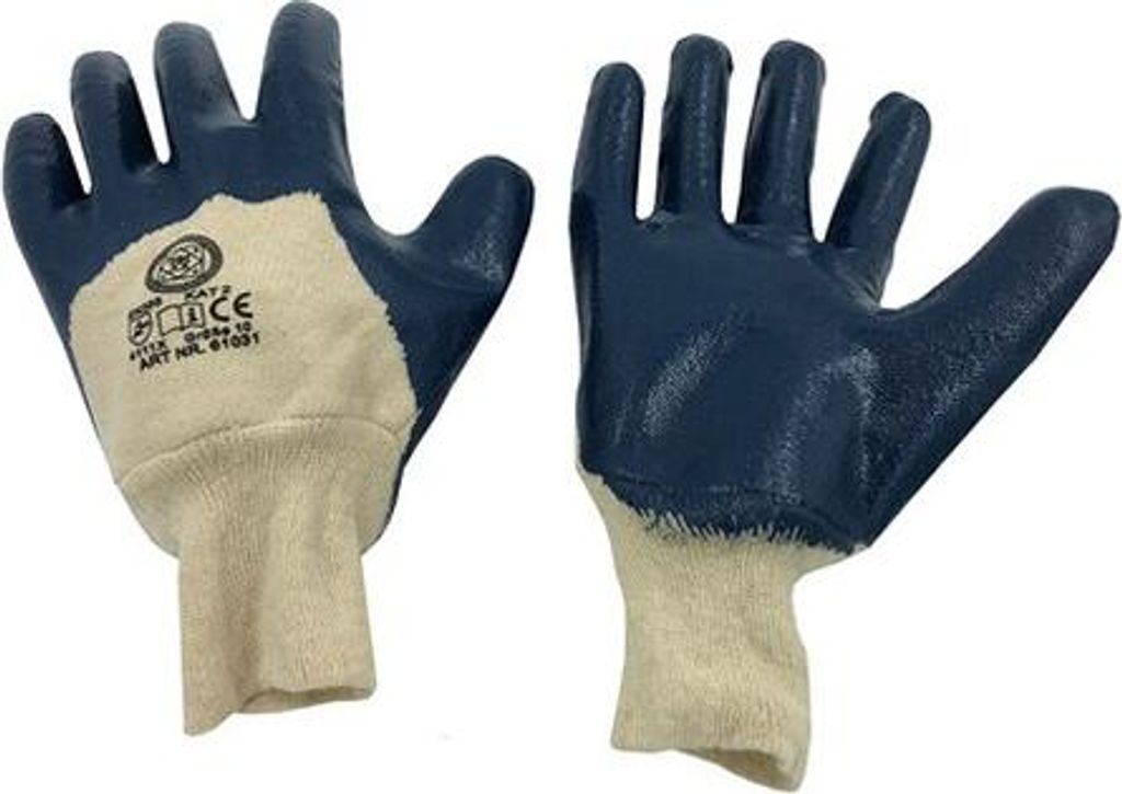 MMXX Handschuh, Baumwolle, Jersey, Gr. 10, EN 388 mit Nitril-Beschichtung blau, Kat. 2