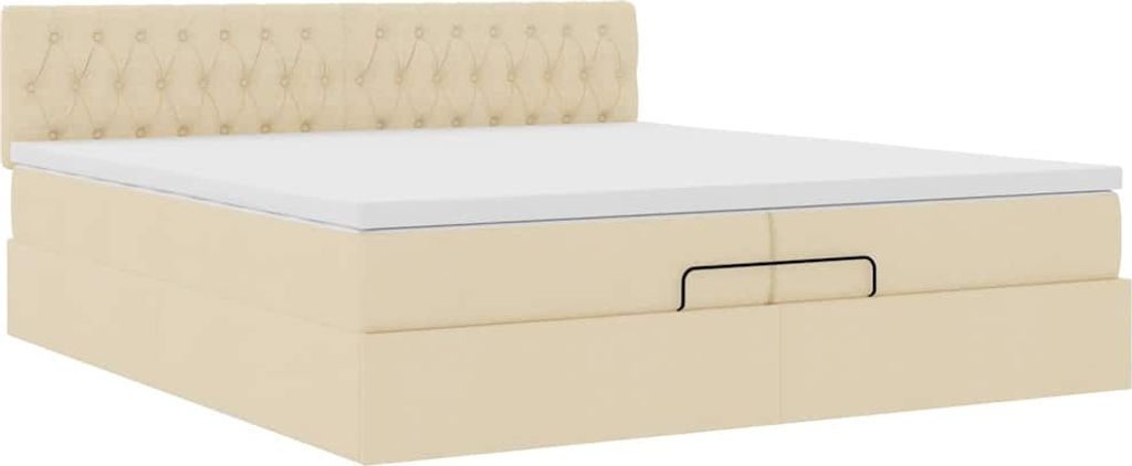 Ottoman-Bett mit Matratze Creme 200x200 cm Stoff