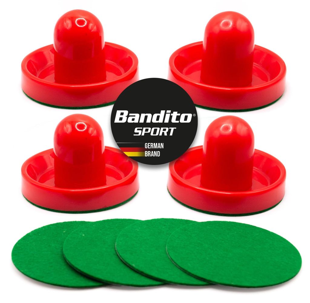 Bandito Airhockey Pusher Spielgriff Standard, 95 mm Ø mit Filzunterlage, perfekte Gleitfähigkeit, mit Fingerschutz-Rand, Puck-Schieber für Tisch...