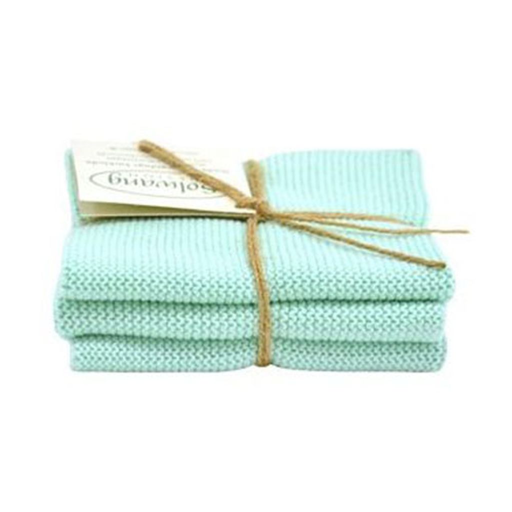 Solwang Wischtuch HELL STAUBIG AQUA gestrickt 3er Küchentuch Spültuch Putztuch