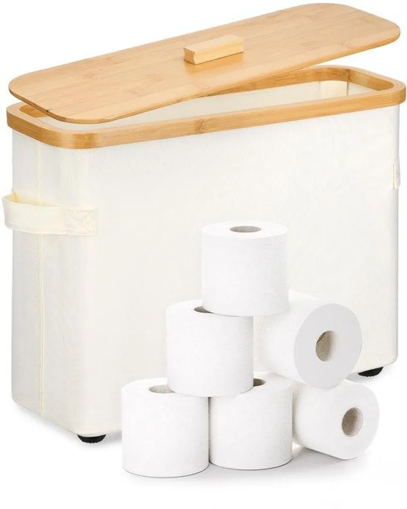 Stockage papier toilette vertical en bois beige pour salle de bain