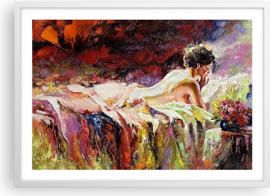 Gerahmtes Poster - Weißer Rahmen - Frau Modell - 70x50 cm - Wand Bild - Wanddeko - Wandbilder - Kunstposter - Wandposter - Bilderrahmen - Bilder -...