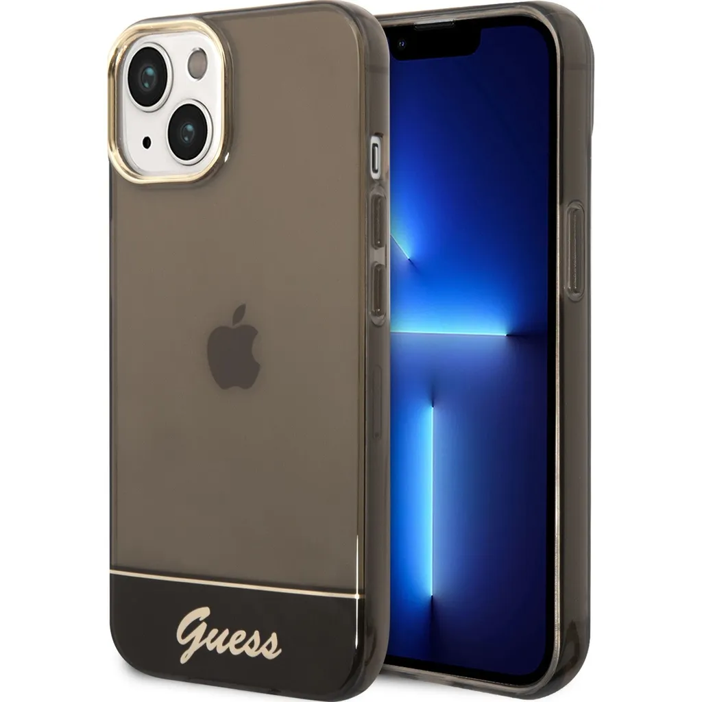 Cover Guess iPhone 15 Plus 14 Plus Hard Case Nero Traslucido Originale