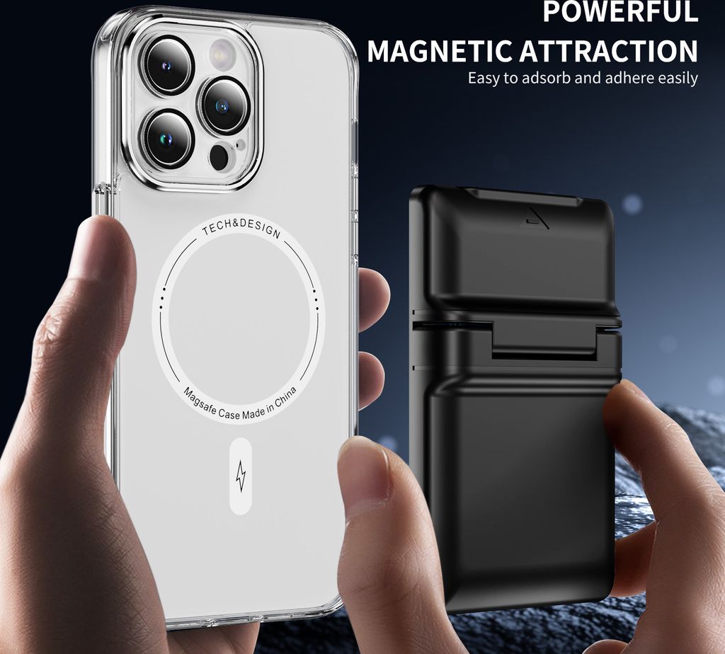 INF Magnetischer Kartenhalter Wallet mit Ständer für Telefon Schwarz