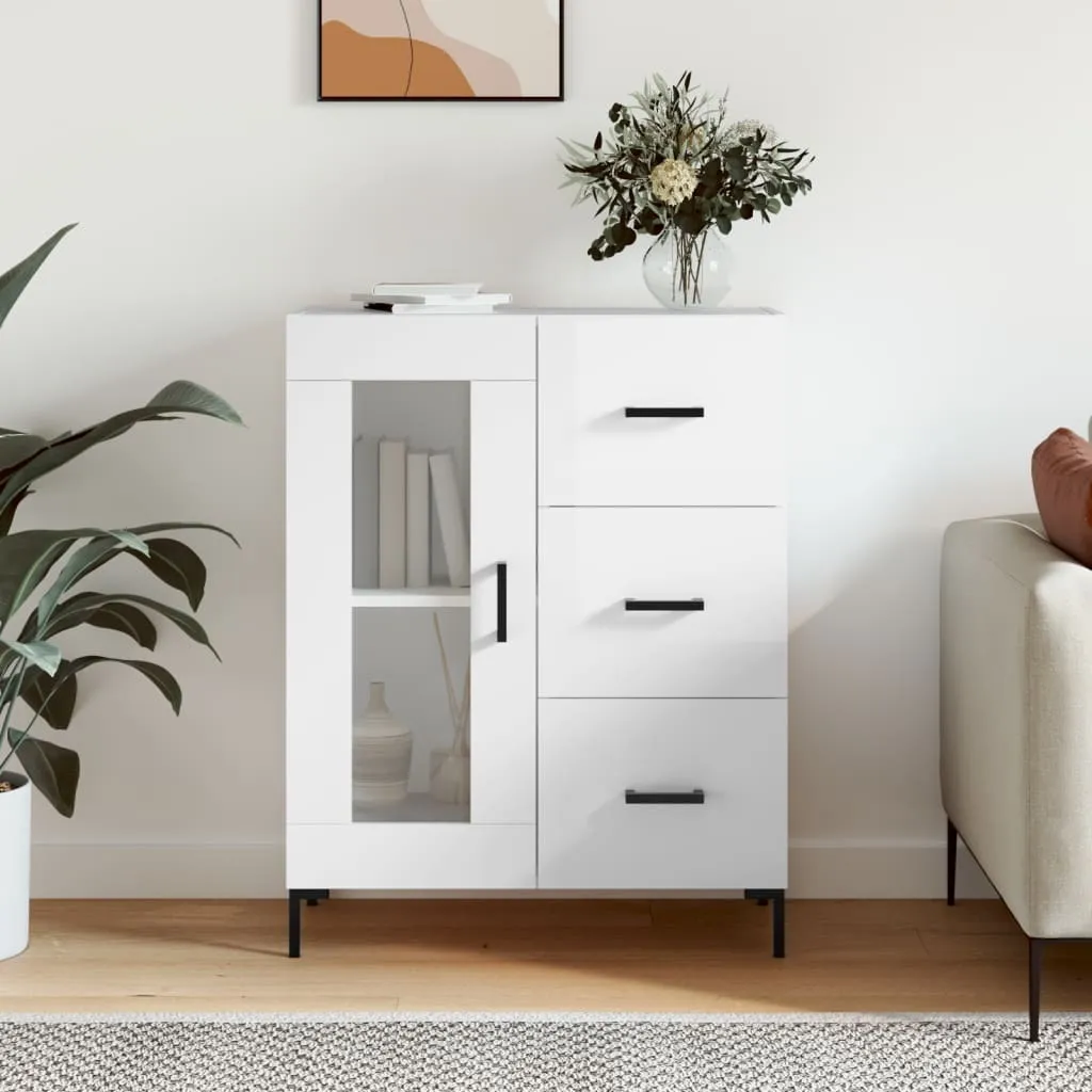 vidaXL Credenza bianca lucida 69,5x34x90 cm materiale a base di legno