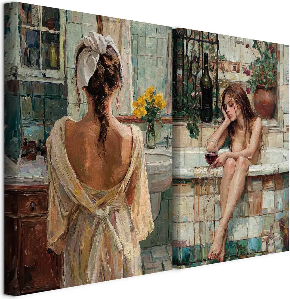 Quadro Acustico Murando Donne in Bagno 40x30cm Silenzio e Arte