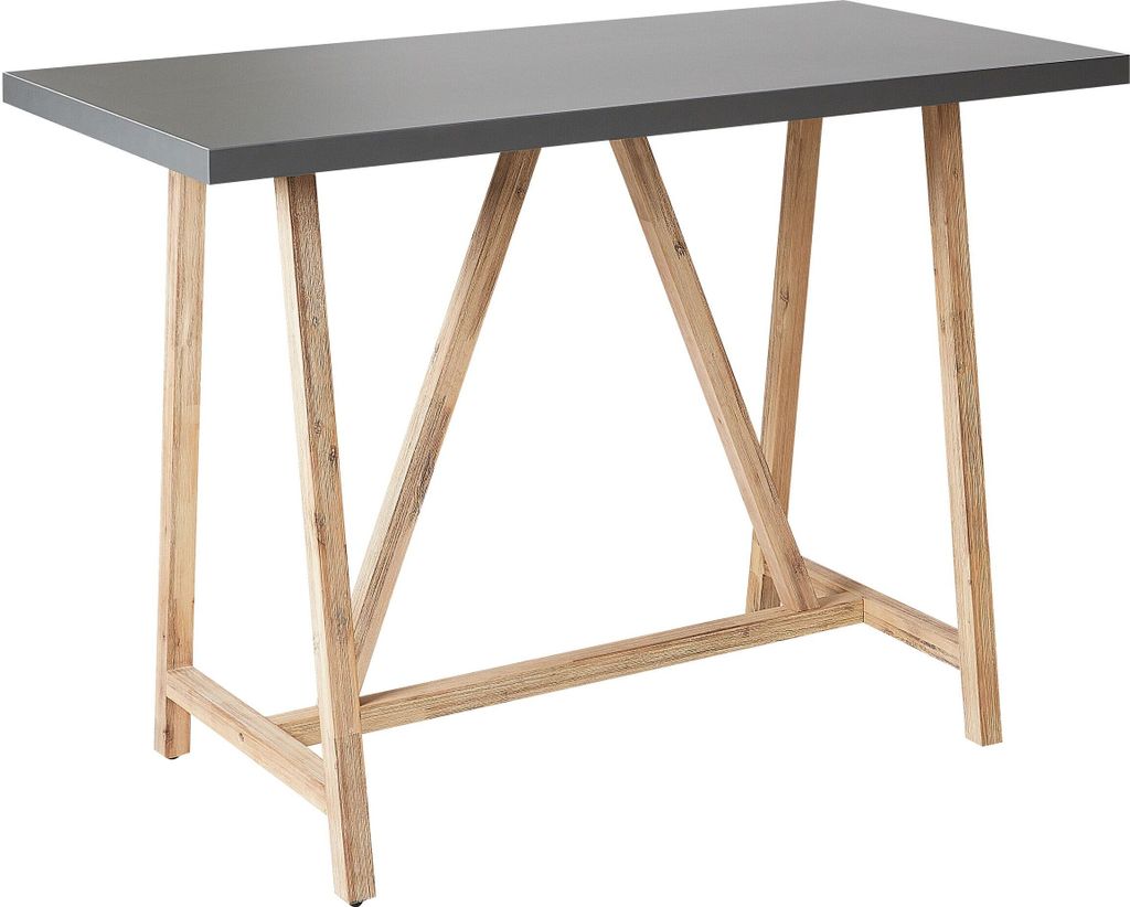 BELIANI Gartentisch Grau Beton und Akazienholz Rechteckig 140x70 cm für 4 Personen Holzbeine Rustikal Terrasse Out- & Indoor Hochtisch Bartisch