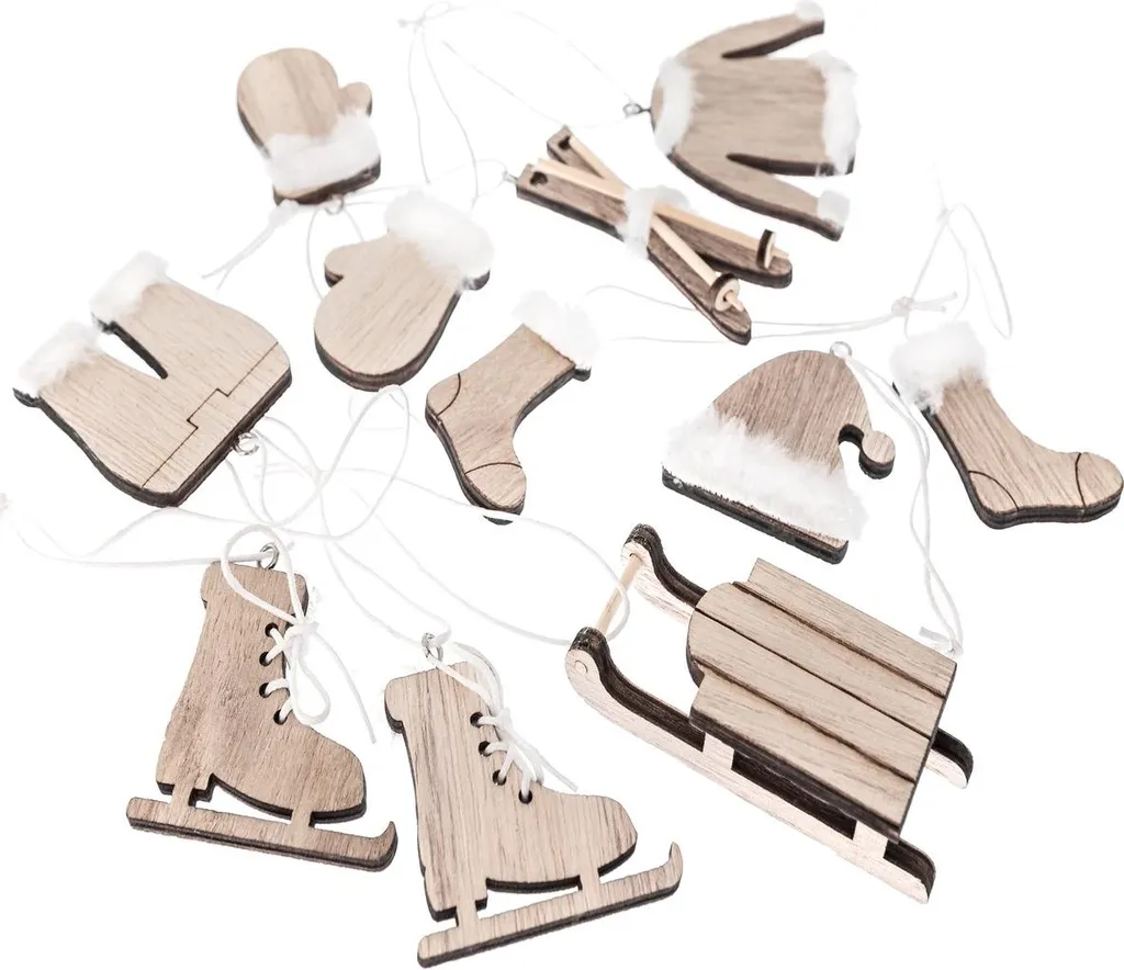 Embellissements bois naturel et fourrure style scandinave 11 pièces