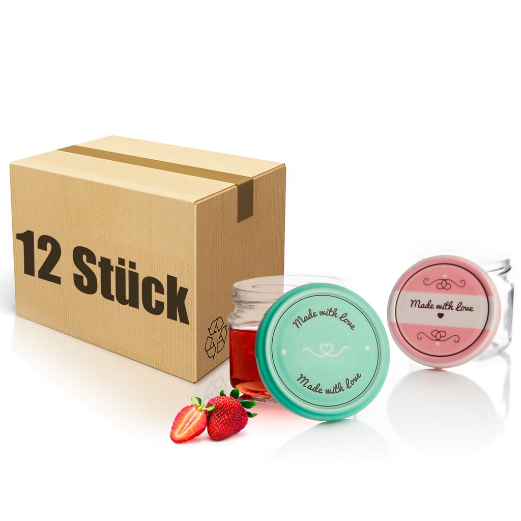 BigDean 12er Set Einmachgläser mit Deckel in rosa und Produktbild 