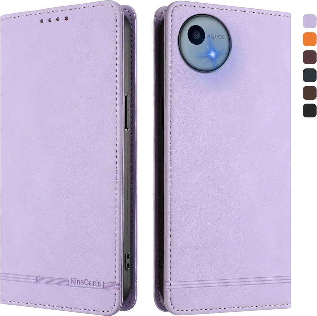 Hülle für Sharp Aquos Wish5, Retro Kunstleder Ständer Klapphülle mit Kartenfächer und Magnetische Violett