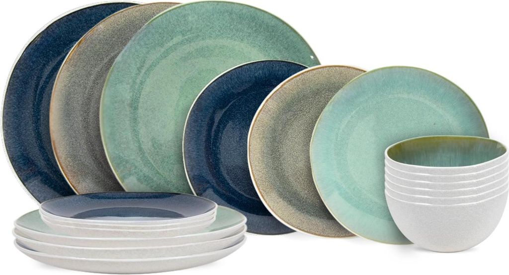 Cookinglife Geschirrset Belize 18-teilig / 6 Personen - 6 Speiseteller ø 25 cm, 6 Frühstücksteller ø 21 cm, 6 Suppenschalen ø 15 cm