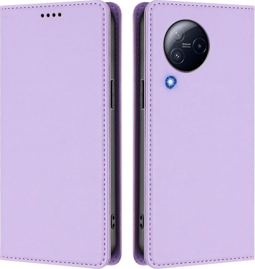 Handyhülle für Xiaomi Civi 3, Kunstleder Klapphülle Stoßfeste Magnetische Hülle mit Ständer Violett