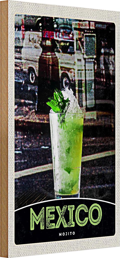 Holzschild Reise 20x30cm Mexiko USA Amerika Mojito Limette